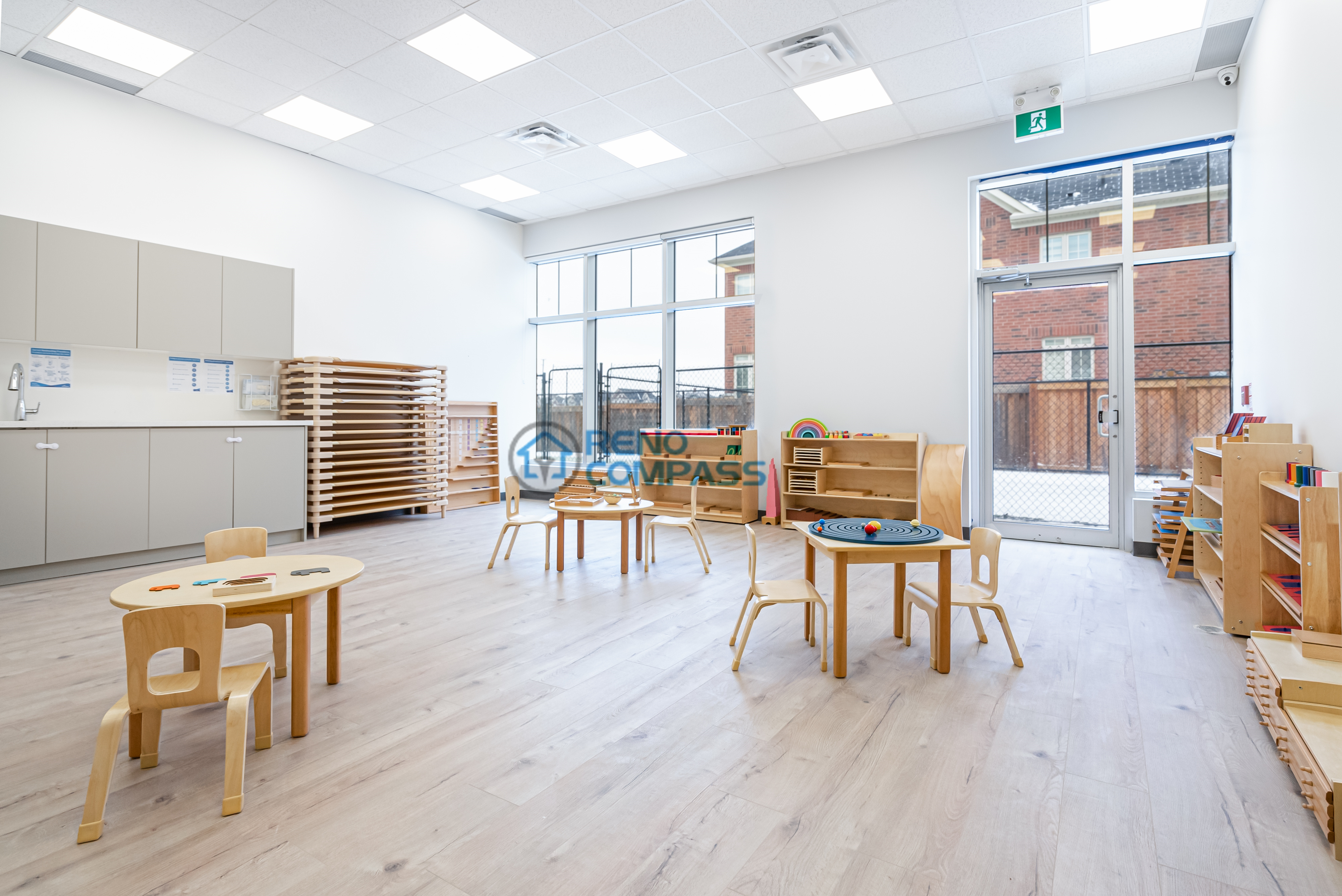 Daycare classroom renovation in Richmond Hill with a bright, functional layout, durable flooring, and child-friendly finishes to support everyday teaching and activities.