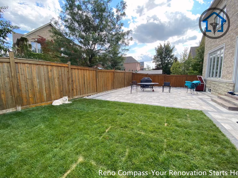 Professional front yard interlocking paver installation in Vaughan, enhancing drainage, surface stability, and overall landscape aesthetics.