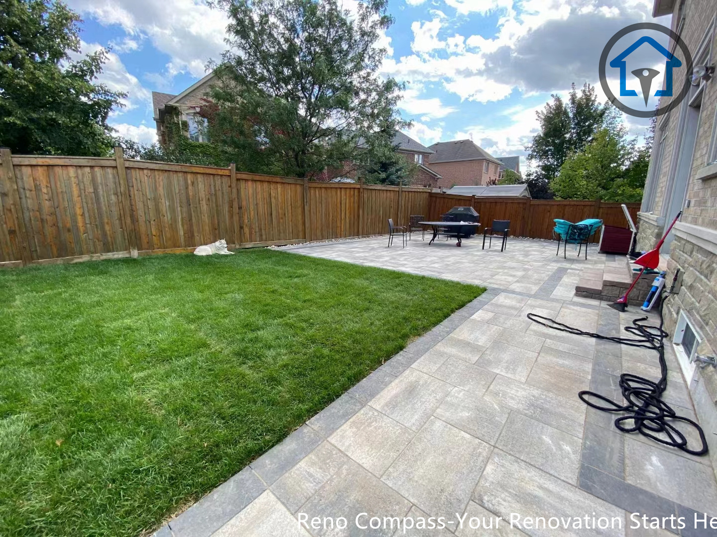 Close-up view of interlocking stone layout in a Vaughan outdoor renovation project, highlighting precise cuts, alignment, and craftsmanship.