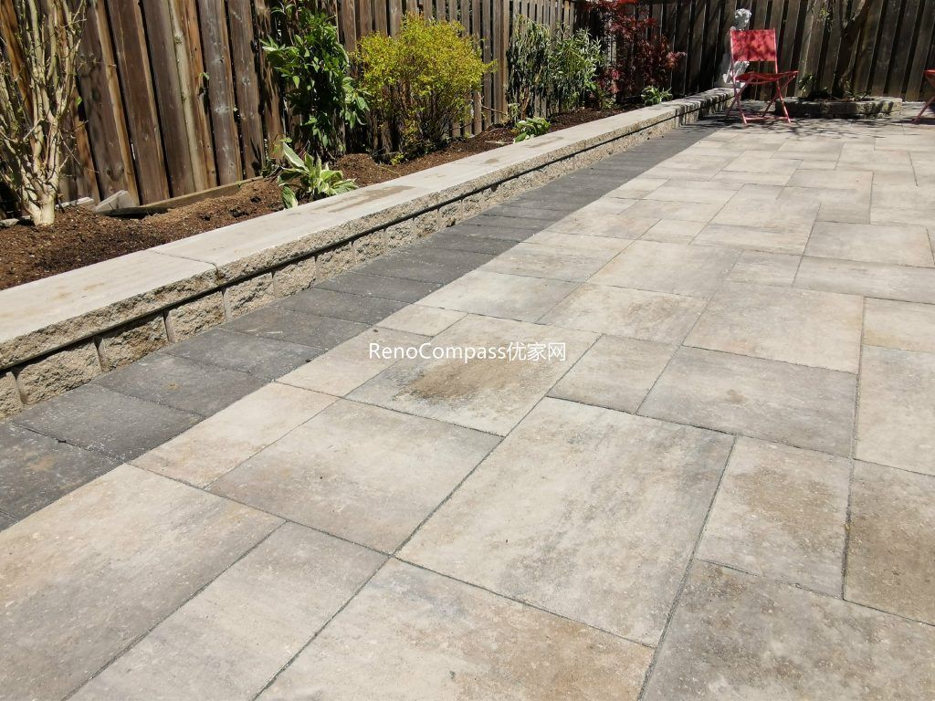 Close-up view of premium interlocking stone installation in Mississauga backyard, showcasing precise stone alignment, high-quality materials, and professional landscaping craftsmanship.