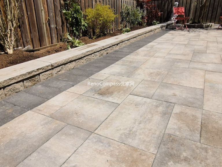 Close-up view of premium interlocking stone installation in Mississauga backyard, showcasing precise stone alignment, high-quality materials, and professional landscaping craftsmanship.
