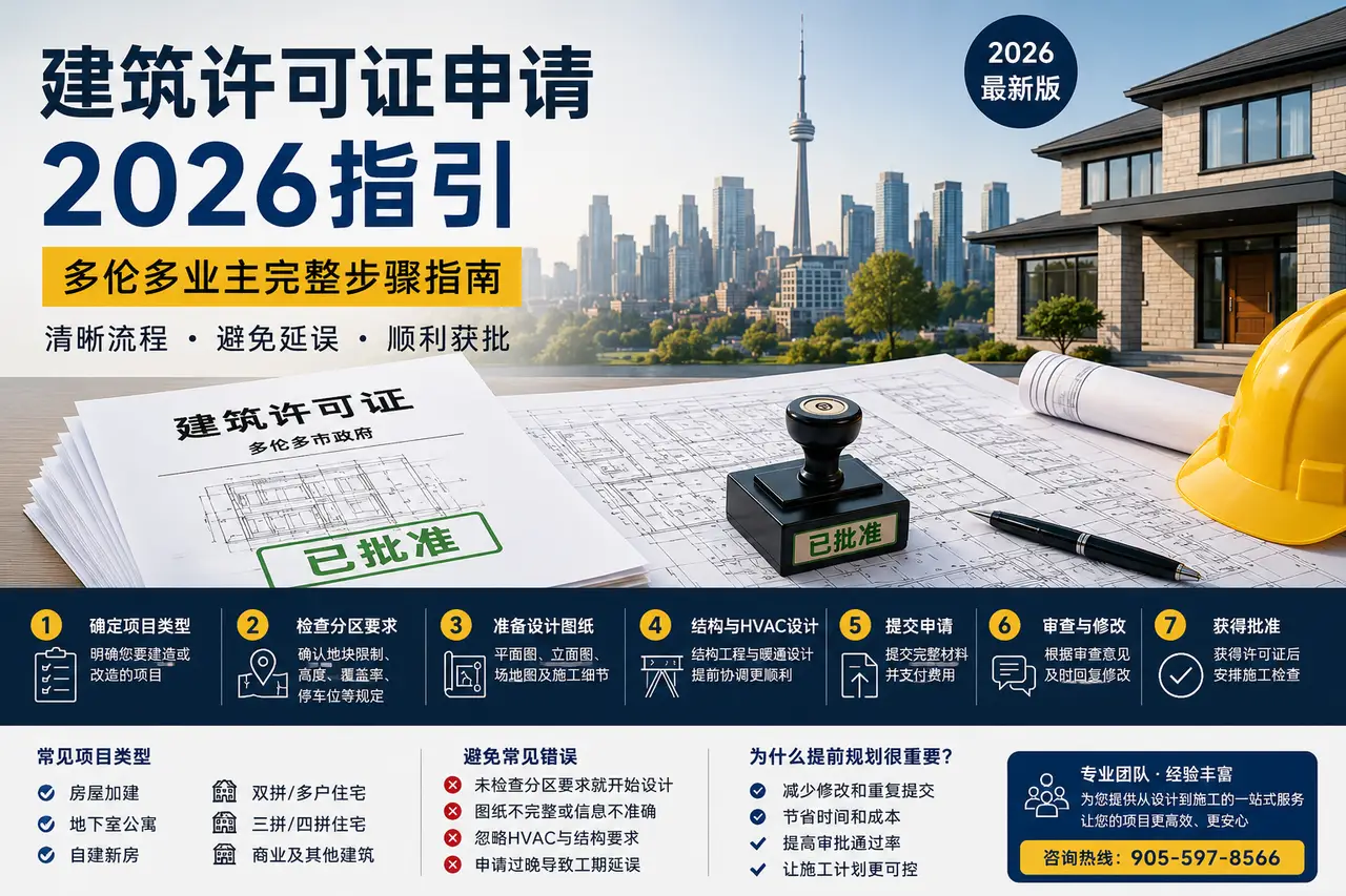 2026多伦多建筑许可证申请指南：房屋翻建、加建与地下室改造必看 - 装修攻略封面