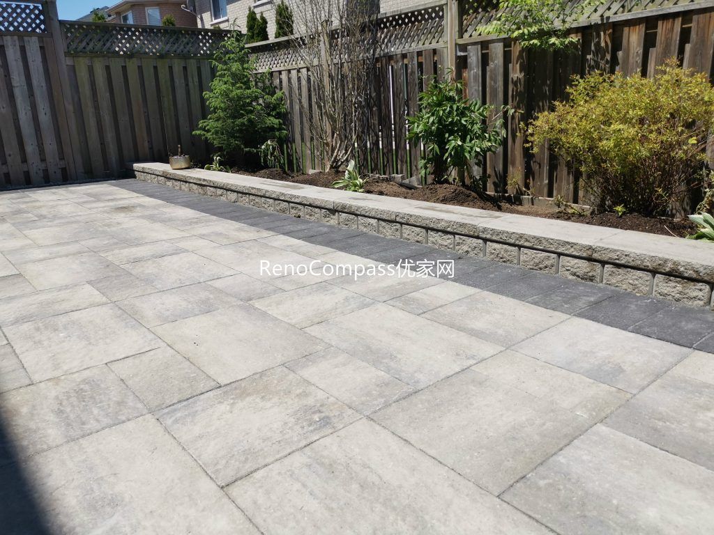 Close-up view of premium interlocking stone installation in Mississauga backyard, showcasing precise stone alignment, high-quality materials, and professional landscaping craftsmanship.