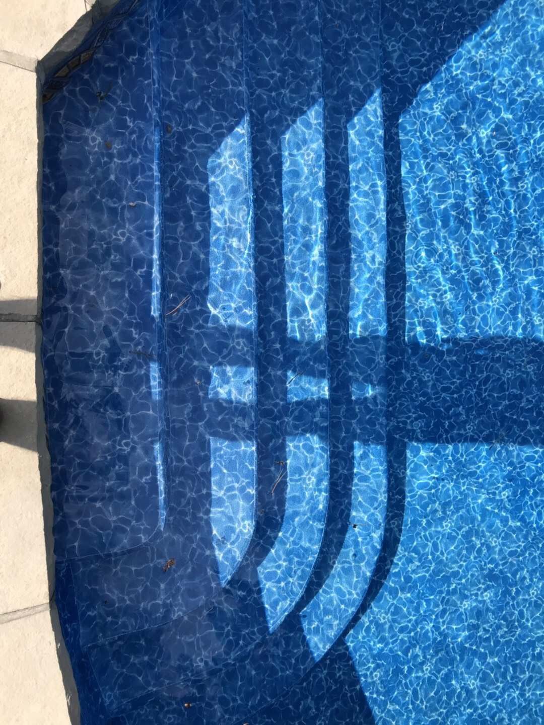 Beautifully renovated backyard swimming pool in Toronto. The new pool liner, resurfaced edges, and crystal-clear water showcase a complete transformation from old to new. Expert pool remodeling for modern outdoor living and relaxation.