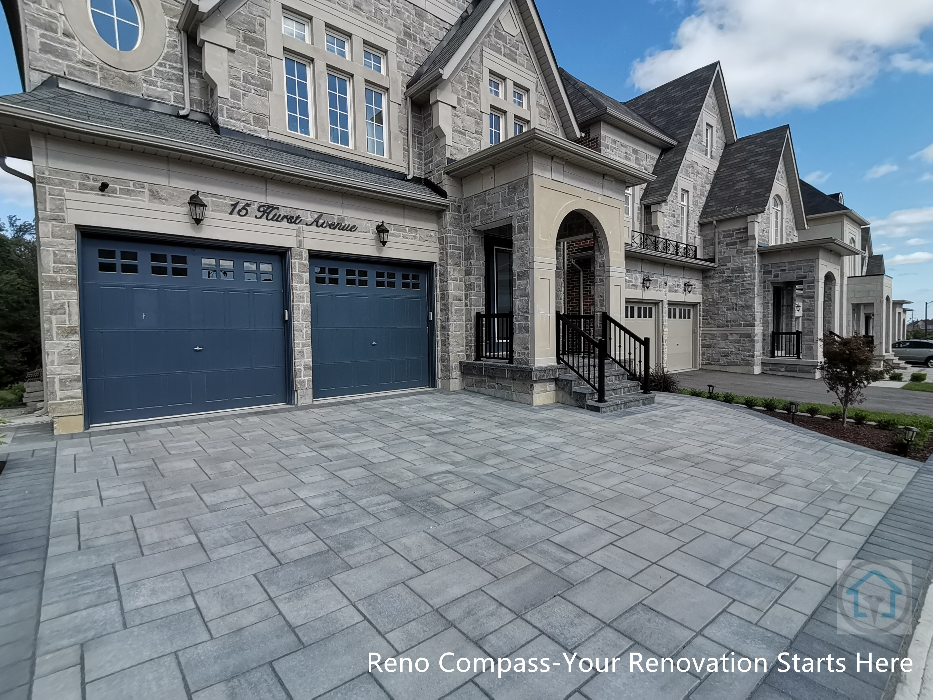 Vaughan driveway renovation interlocking stone front yard landscaping