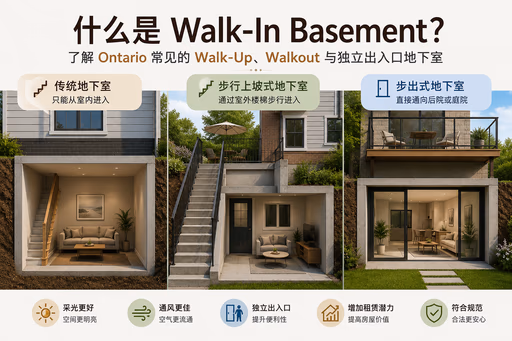 什么是 Walk-In Basement？Ontario Walk-Up、Walkout 与独立出入口地下室全解析