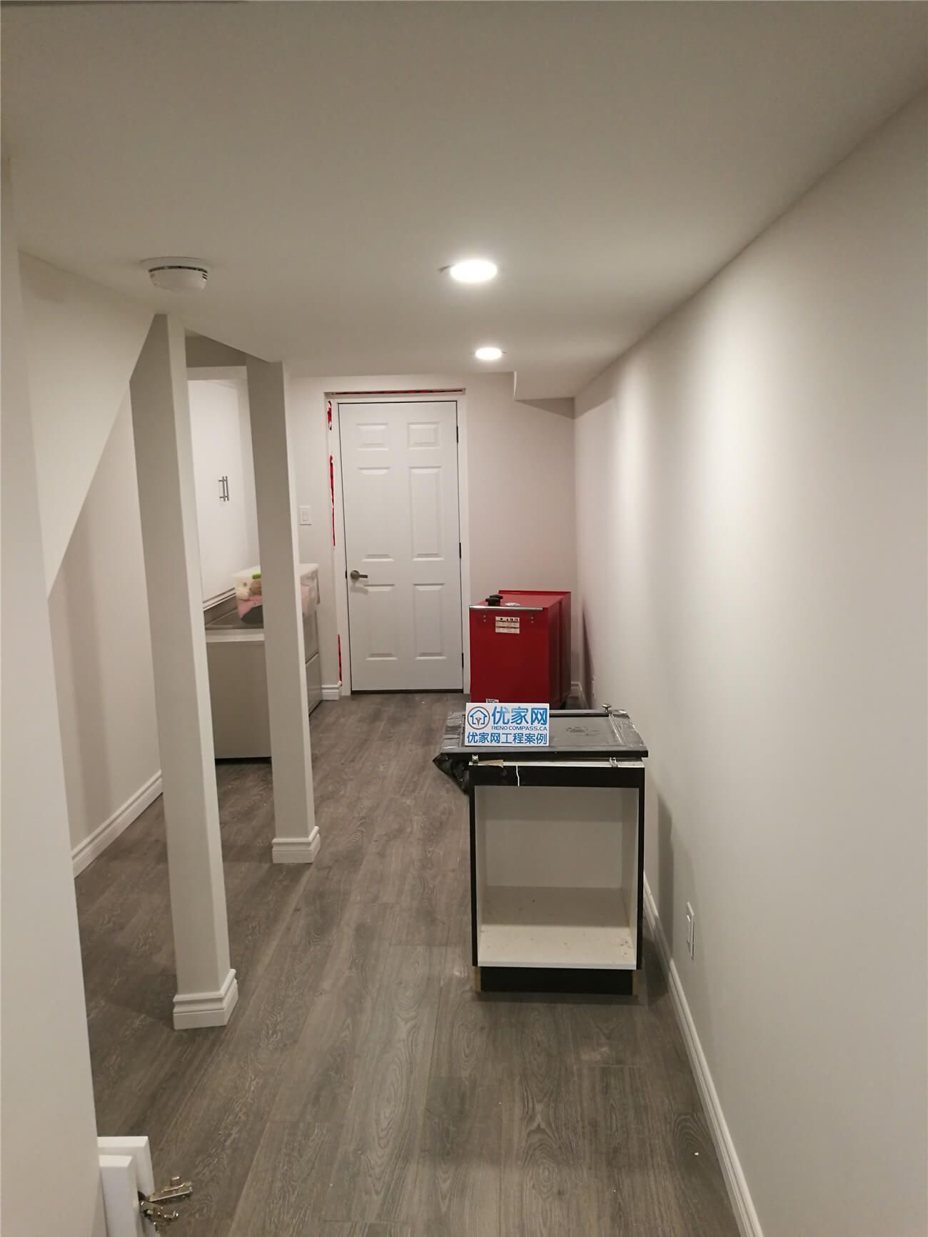 This Richmond Hill basement renovation showcases a clean and modern finished basement hallway with new vinyl flooring, fresh painted walls, recessed lighting, and upgraded doors. The renovation focuses on improving basement functionality, brightness, and overall comfort, creating a practical and welcoming living space. Completed by a professional Toronto renovation company, this project highlights quality craftsmanship and efficient basement finishing solutions for homeowners in Richmond Hill and the GTA.