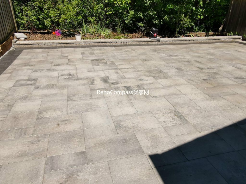 Close-up view of premium interlocking stone installation in Mississauga backyard, showcasing precise stone alignment, high-quality materials, and professional landscaping craftsmanship.