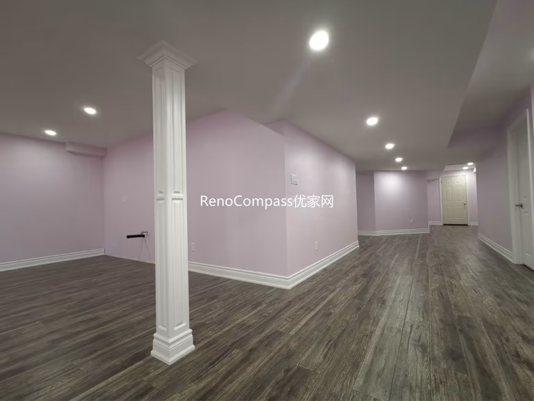 This Richmond Hill basement renovation features a spacious open-concept layout with modern recessed lighting, durable wood-look flooring, and soft neutral wall tones to create a bright and welcoming environment. Completed by a professional Toronto renovation company, the redesigned basement offers a versatile living area suitable for entertainment, rental potential, or extended family use. The clean layout and upgraded finishes enhance both functionality and overall property value.