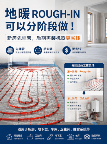 地暖 Rough-In 可以分阶段做？新房先埋管，后期再装机器更省钱