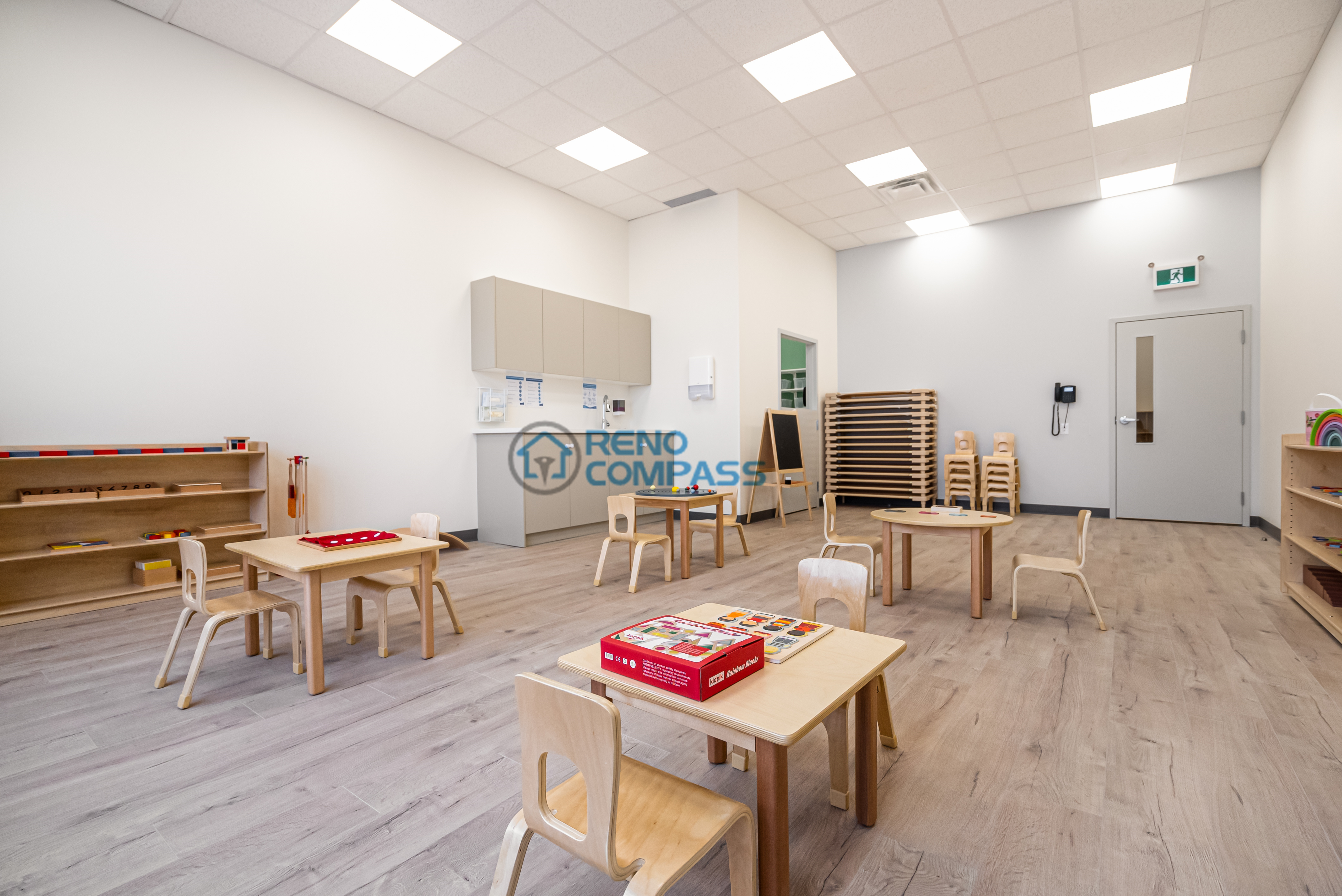 Daycare classroom renovation in Richmond Hill featuring bright colors, durable finishes, and a child-safe layout designed to support early childhood learning and daily activities.
