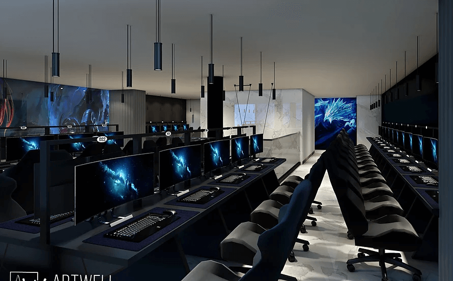 This project showcases a professional commercial interior design in Toronto, featuring a modern, technology-driven layout ideal for esports centers and high-performance workspaces. The design integrates sleek linear lighting, dark-toned furnishings, and strategically arranged computer stations to create an immersive and futuristic atmosphere. Clean architectural lines, marble feature walls, and custom ceiling fixtures enhance the overall sophistication of the space.

Completed by an experienced Toronto renovation and commercial interior design team, this project highlights efficient space planning, premium material selection, and attention to both aesthetics and functionality—perfect for gaming lounges, tech hubs, and contemporary business environments.