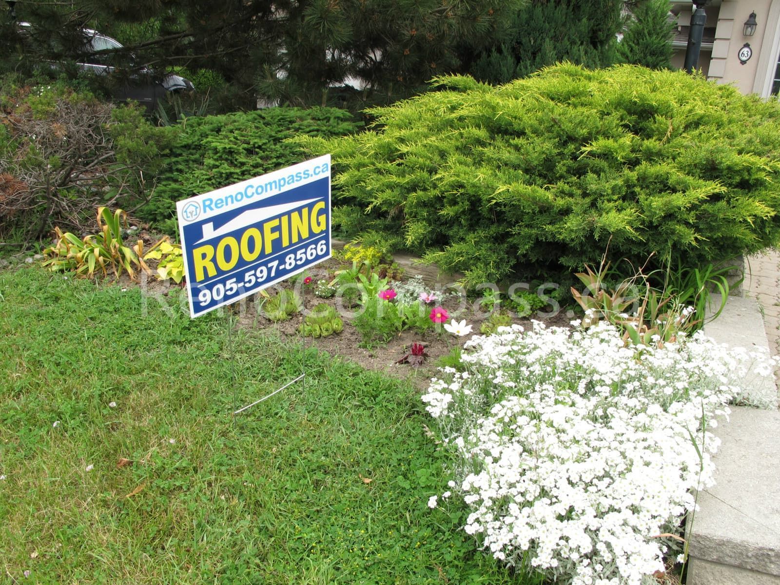 This image shows the lawn area surrounding a detached house as part of a roofing renovation project in Vaughan, Greater Toronto Area. The well-maintained lawn highlights the overall exterior setting and complements the upgraded roofing work, enhancing curb appeal and the home’s overall appearance. Completed by a professional Toronto Renovation Company, this renovation contributes to long-term property value.