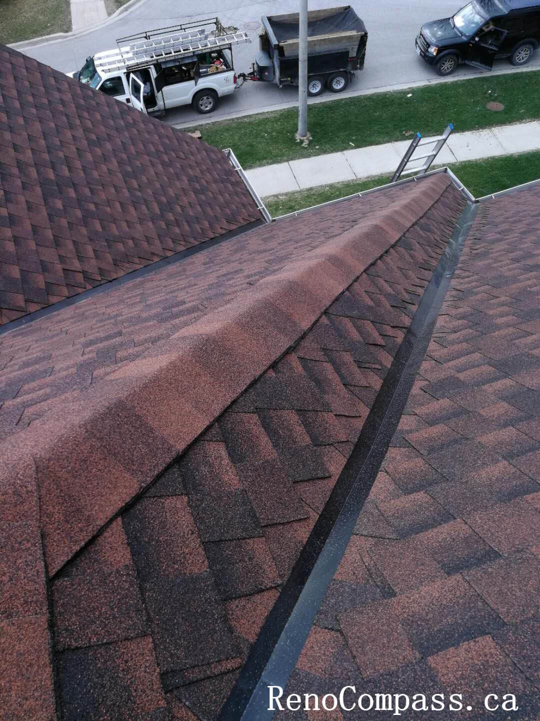 This full roof replacement in Richmond Hill features high-performance asphalt shingles designed for long-term protection against snow, rain, and harsh Canadian weather. The upgraded roofing system enhances both structural integrity and exterior aesthetics.