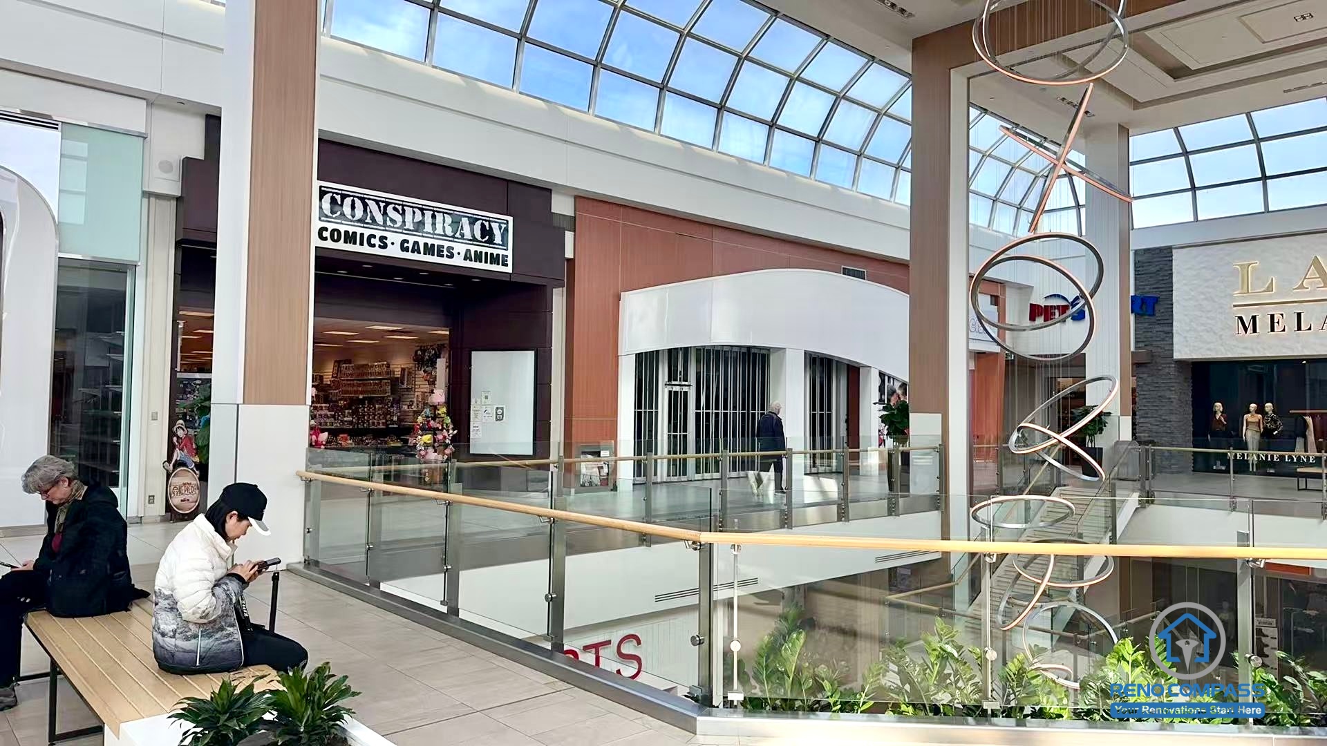 Interior view of Oakville Place Mall in Oakville, Ontario. The shopping mall environment where the arcade claw machine entertainment store project is located.