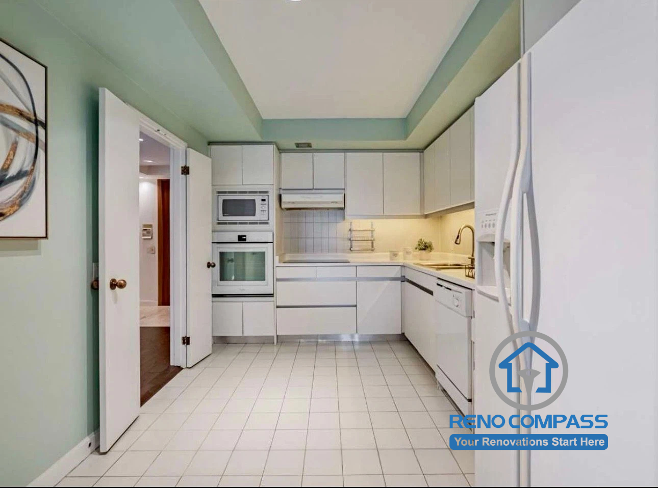 This outdated Toronto kitchen features original cabinetry, tile flooring, and a closed layout. The space lacked modern storage solutions and contemporary design, making it ideal for a full kitchen renovation transformation.