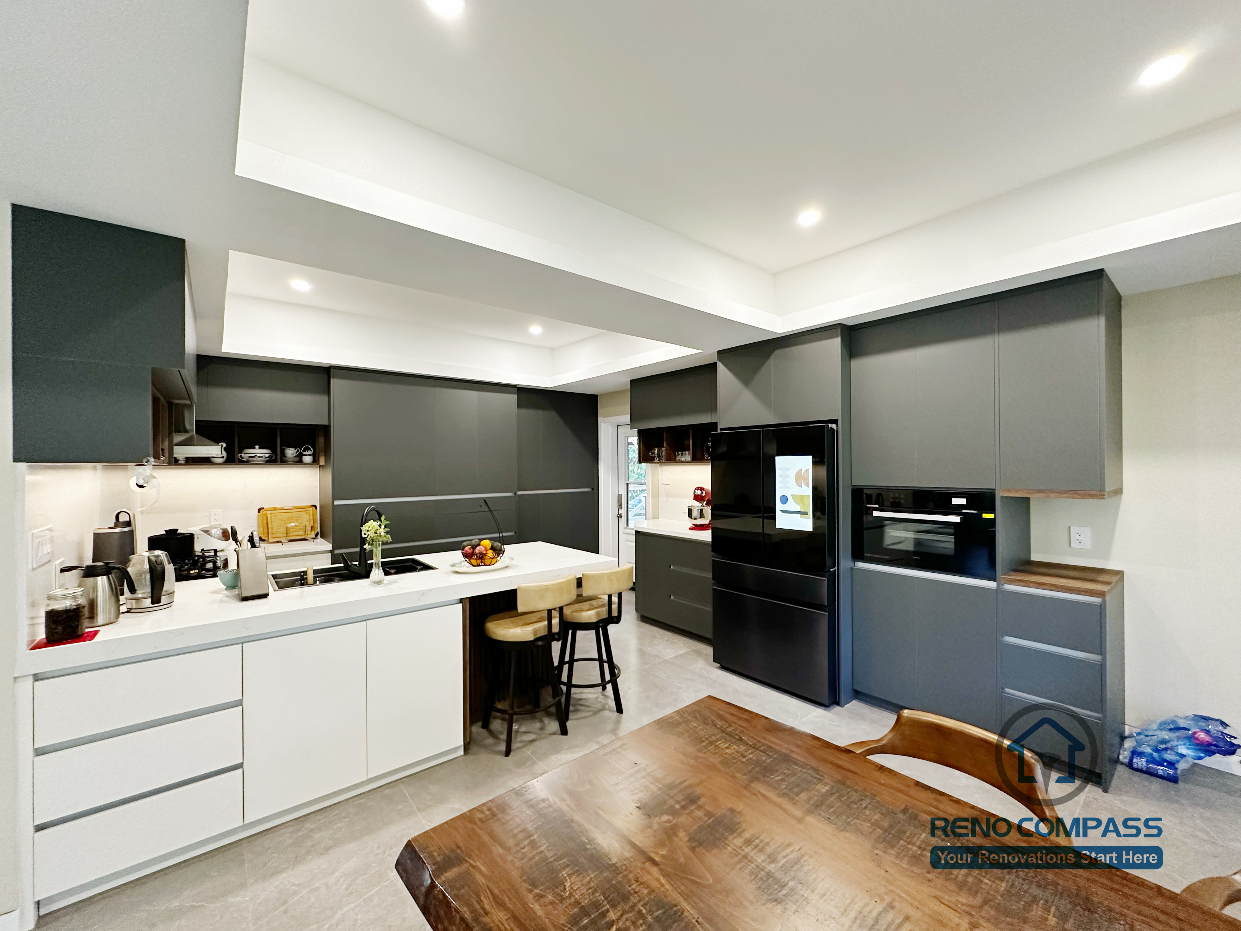 Modern interior renovation in North York featuring an open-concept living area with clean lines, neutral tones, and balanced proportions. Designed for everyday comfort and long-term livability by a professional Toronto renovation company.