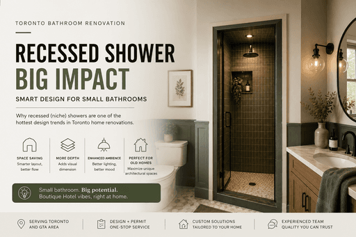 Toronto Recessed Shower Design | Smart Small Bathroom Renovation Ideas