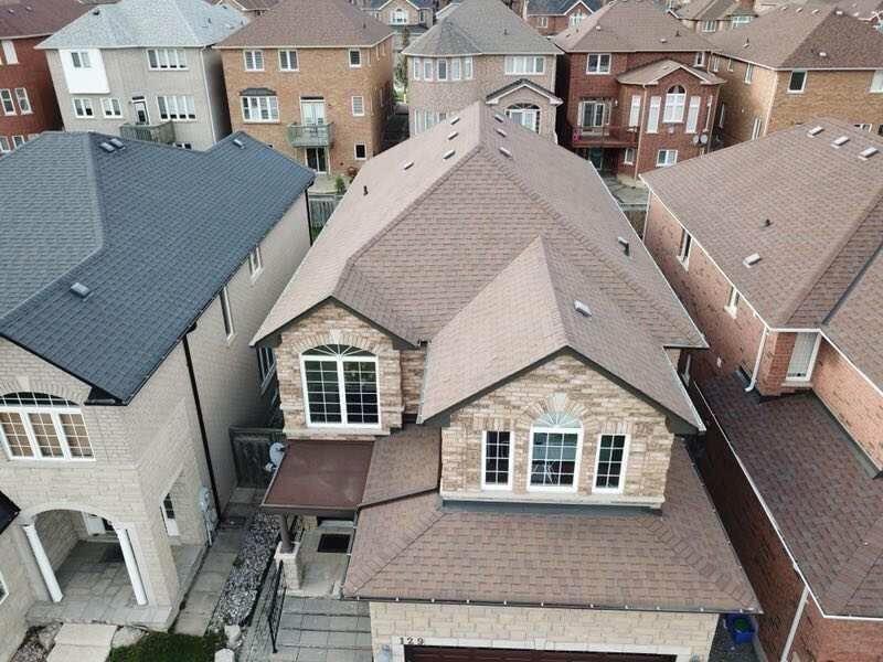 Professional drone roof inspection in Toronto providing a clear aerial view of roofing conditions, shingles, flashing, and structural details. This residential roof assessment uses high-resolution drone imaging to safely identify damage, aging materials, and maintenance needs without physical roof access. Ideal for homeowners, buyers, and renovation planning across the Greater Toronto Area.