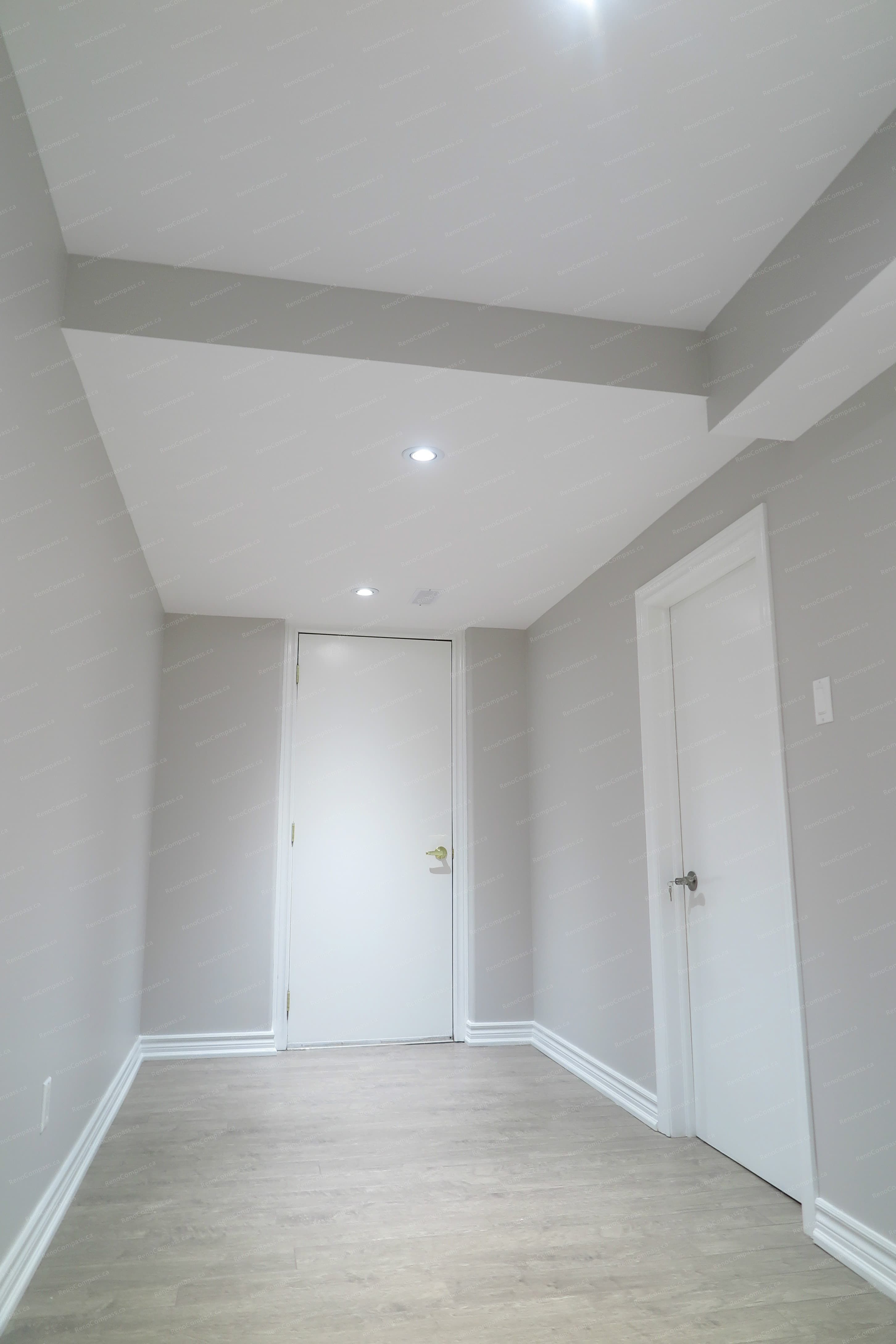 Detailed ceiling and wall junctions demonstrate high-quality workmanship in this Richmond Hill basement renovation, delivering a clean and cohesive finish.