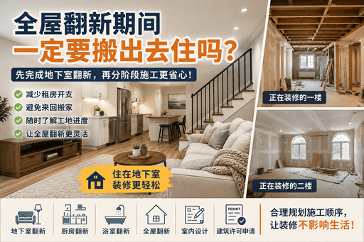 全屋翻新期间一定要搬出去住吗？很多 GTA 业主都忽略了这种施工方案