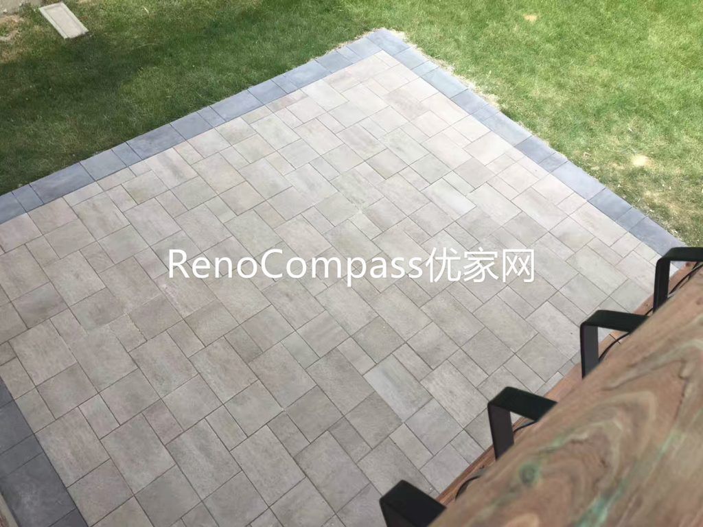 Close-up view of professionally installed interlocking stone patio in Richmond Hill, showcasing precision stone layout, clean joint alignment, and durable outdoor paving materials. This detailed landscaping finish enhances backyard aesthetics, drainage performance, and long-term outdoor durability.