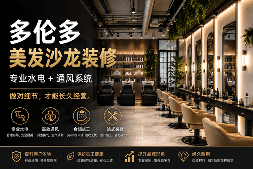 多伦多美发沙龙装修｜专业水电与通风系统设计