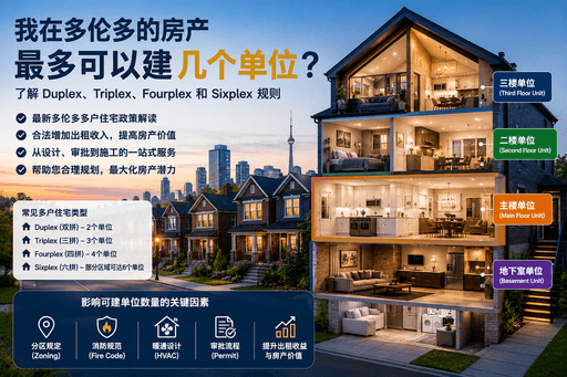 多伦多一块地最多可以建几个住宅单位？一改二、一改三、一改四最新政策解析