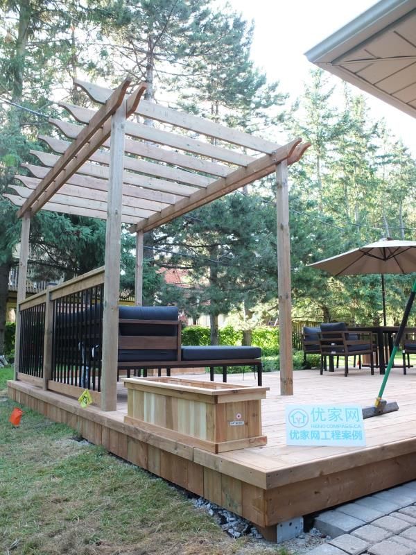 This custom backyard deck project in Vaughan highlights a full outdoor living transformation featuring a spacious pressure-treated wood platform, integrated pergola structure, and dedicated dining area.

The deck layout creates a seamless extension of the home’s interior, offering ample space for outdoor seating, BBQ setup, and patio dining. Black aluminum railings enhance safety while maintaining a clean, modern contrast against the natural wood finish.

Designed for both relaxation and entertaining, this professionally built deck improves backyard functionality, increases curb appeal, and adds long-term property value. The open pergola structure provides architectural detail and partial shade, making the space comfortable throughout the summer season.