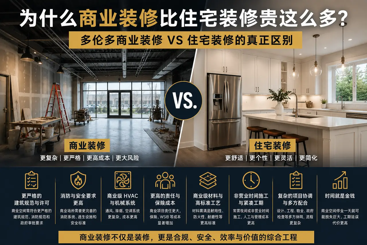 为什么商业装修比住宅装修贵这么多？｜多伦多 Commercial Renovation 真正贵在哪里 - 装修攻略封面
