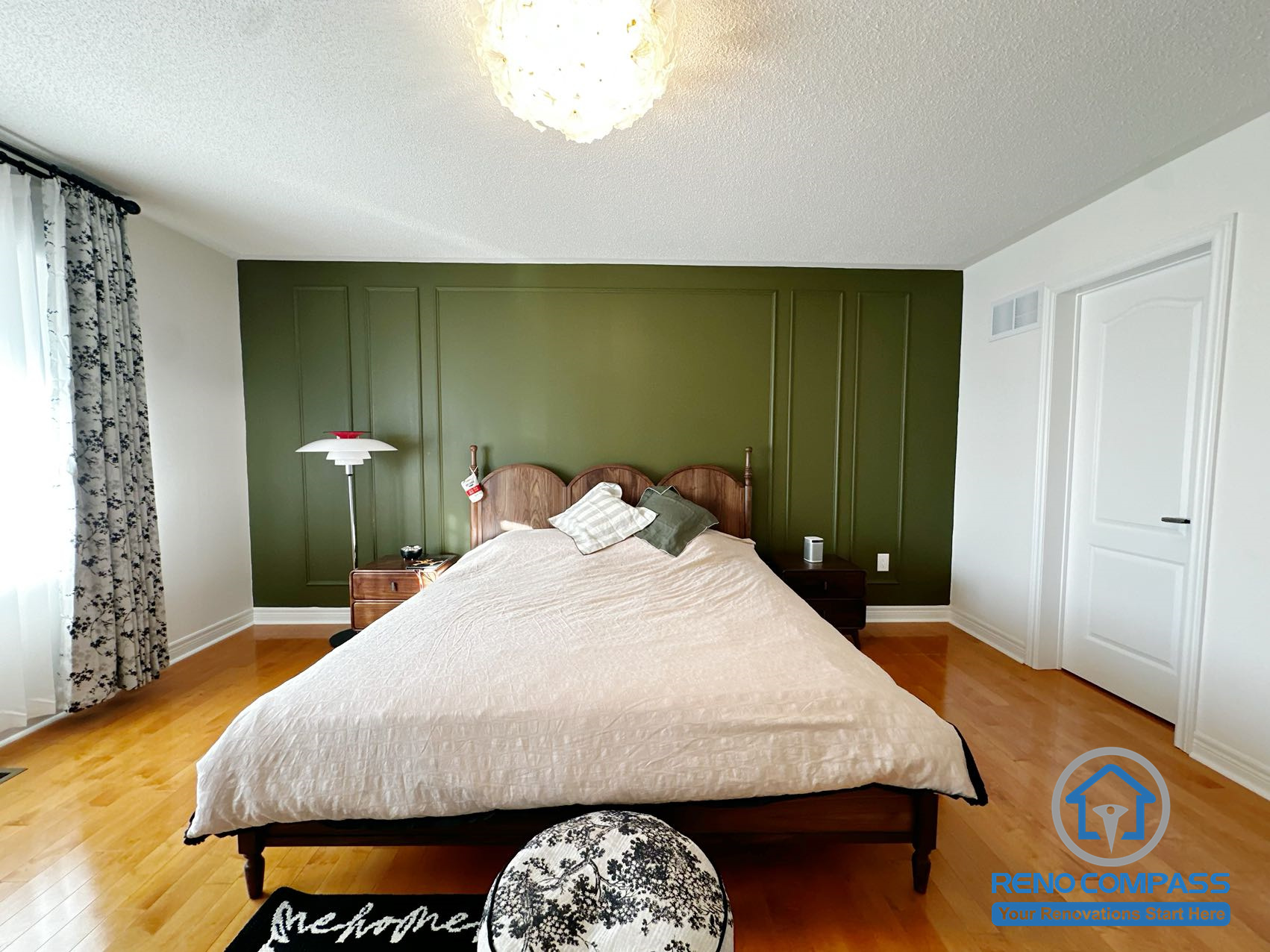 Bedroom interior from a completed interior renovation project in Markham, featuring a clean layout and a comfortable sleeping space by Reno Compass.