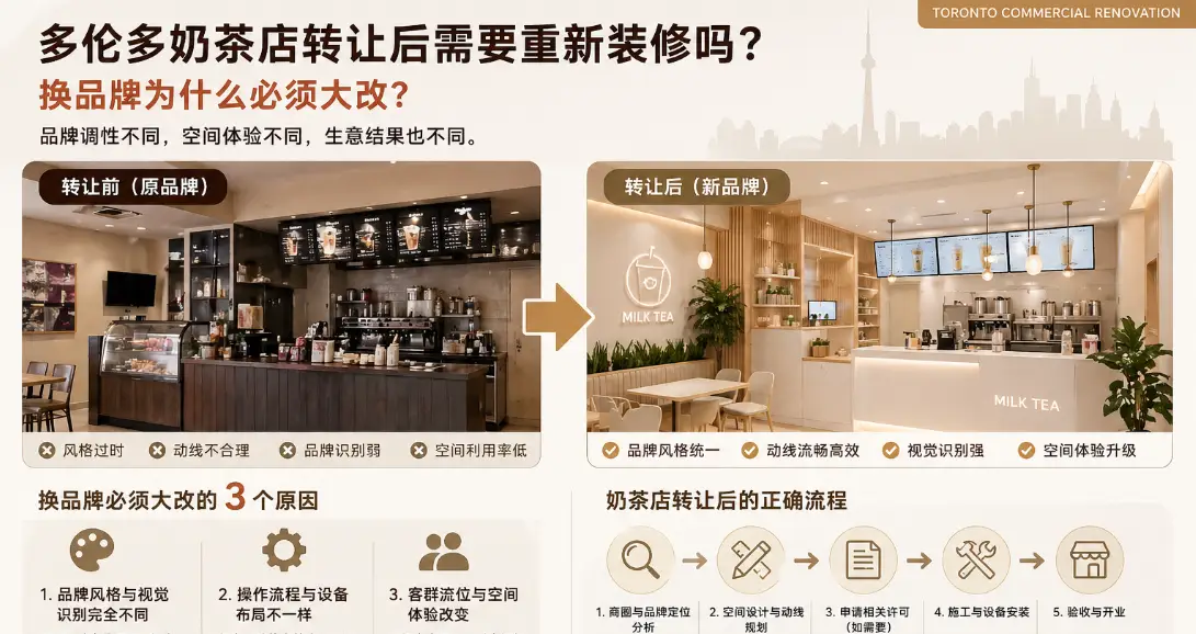 多伦多奶茶店转让后需要重新装修吗？换品牌必须大改的3个原因 - 装修攻略封面