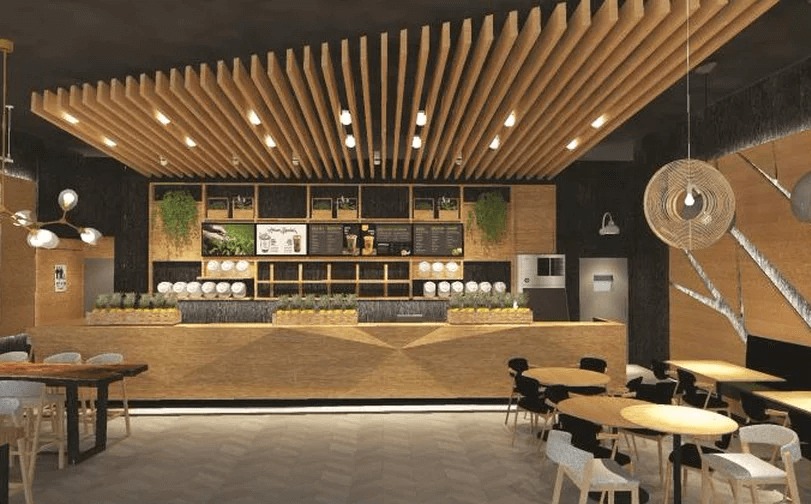 This modern commercial interior design project in Toronto showcases a stylish cafe and restaurant renovation featuring warm wood textures, custom ceiling slats, ambient lighting, and a functional service counter layout. Designed to enhance customer experience and brand atmosphere, the space blends contemporary aesthetics with practical commercial functionality. Completed by a professional Toronto Renovation Company, this project highlights high-quality craftsmanship and thoughtful spatial planning for hospitality businesses across the GTA.