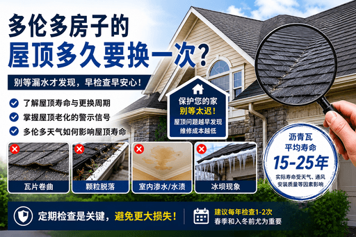 多伦多屋顶多久需要更换一次？屋顶老化与漏水前的常见信号