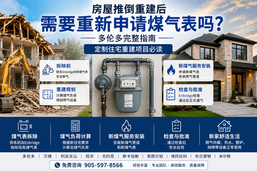 多伦多房屋推倒重建后需要重新申请煤气表吗？完整指南