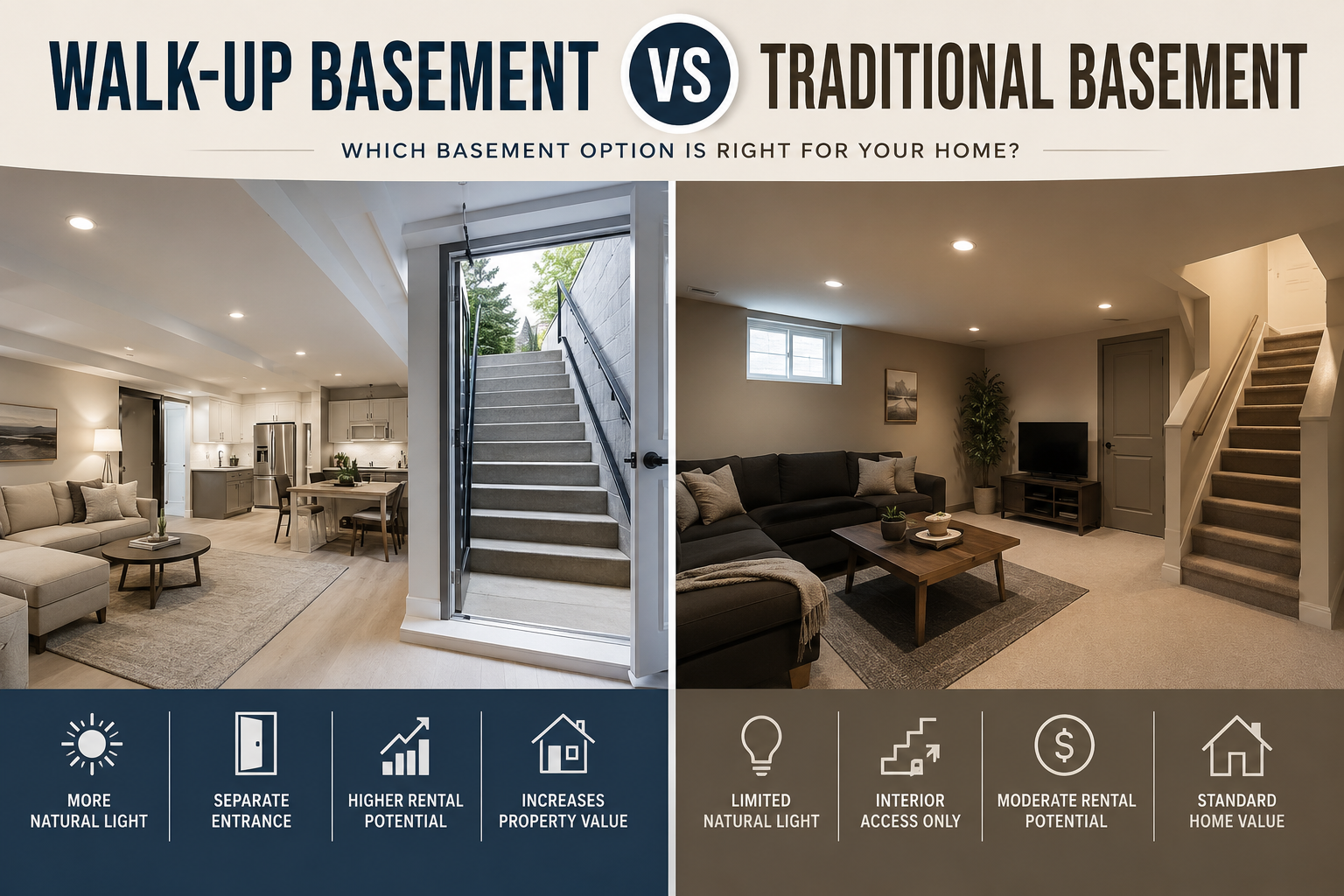 Walk-Up Basement vs Traditional Basement：Ontario Homeowners Should Know Before Renovating