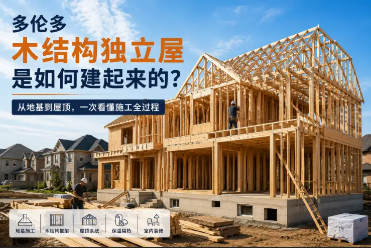 多伦多木结构独立屋是如何建起来的？从地基到屋顶全过程解析 - 装修攻略封面