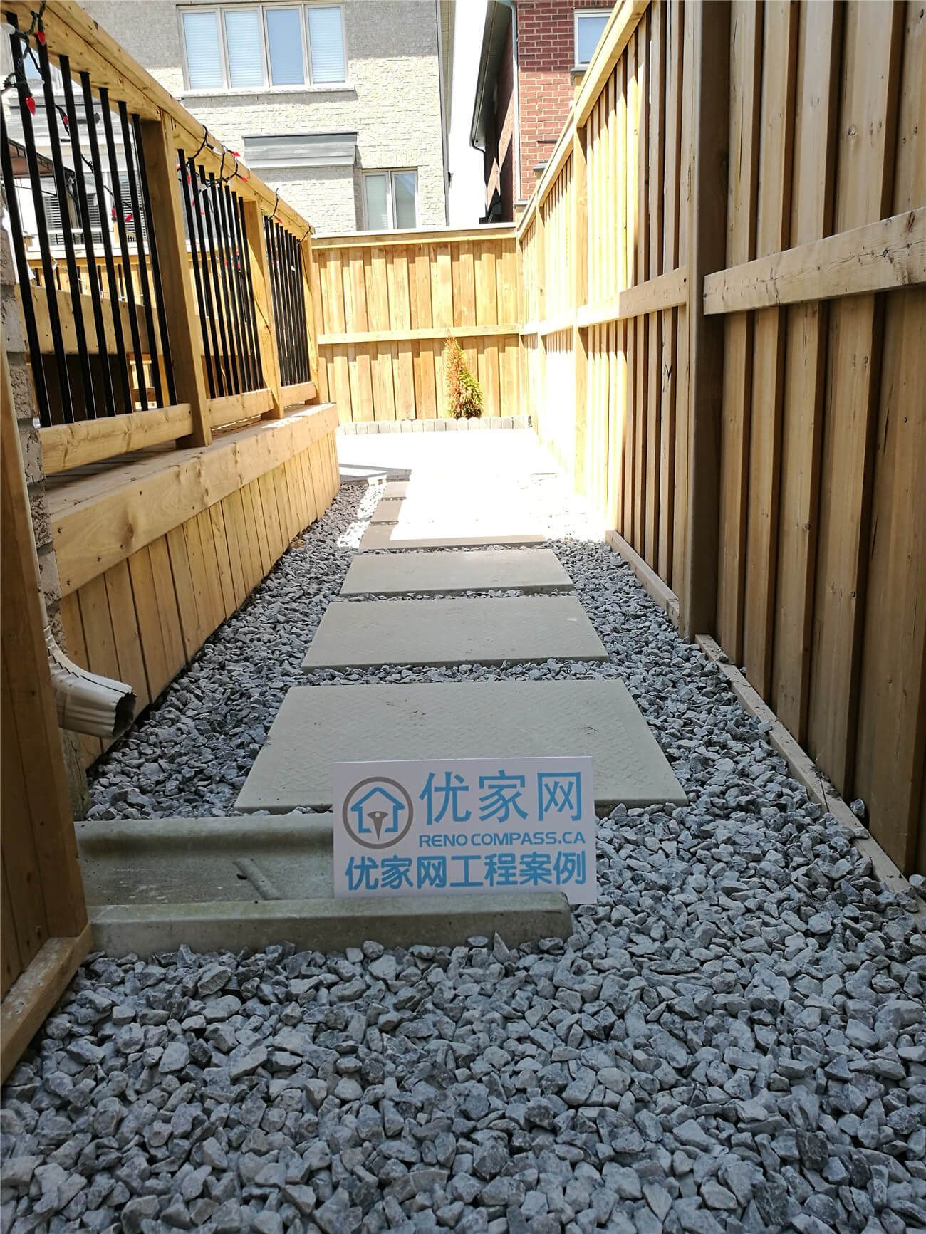 This Stouffville landscaping renovation focuses on upgrading a narrow side yard walkway using concrete stepping stones and gravel base. The design improves drainage, accessibility, and long-term durability while keeping maintenance low. The clean layout enhances the overall functionality of the outdoor space and complements the surrounding residential fencing and structure.