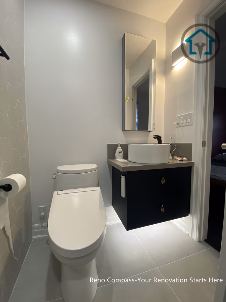 An alternate view highlighting coordinated finishes, wall-mounted accessories, and clean sightlines. The design focuses on practicality, clarity, and long-term usability.
