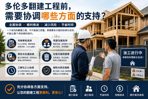 多伦多翻建工程前，需要协调哪些方面的支持？