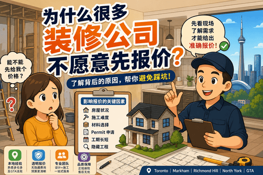 为什么很多多伦多装修公司不愿意先报价？