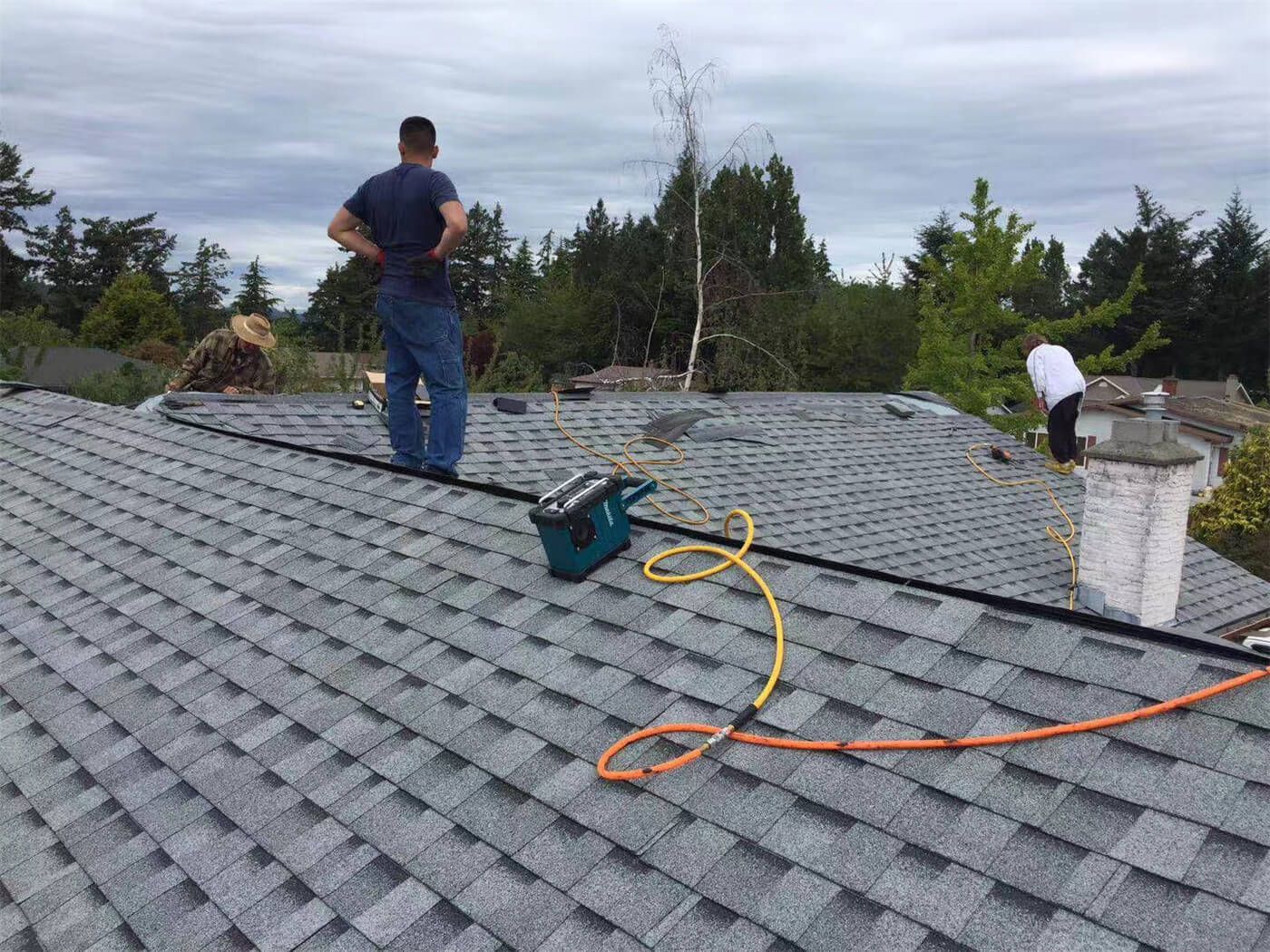 Professional Toronto roofing team performing shingle roof replacement on a residential property. This project showcases high-quality asphalt shingle installation, proper safety procedures, and detailed roof work in the Greater Toronto Area. Completed by experienced roofing contractors ensuring durability, weather resistance, and long-term protection for the home.
