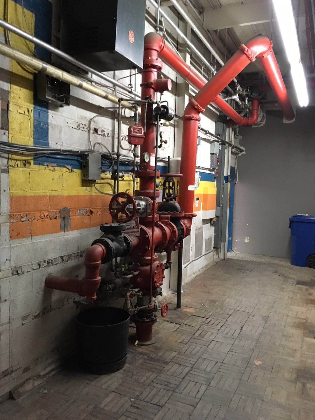 This Toronto factory renovation project features a professionally installed industrial fire protection and mechanical piping system designed to enhance safety and operational efficiency. The upgraded sprinkler and valve system ensures proper fire prevention compliance for commercial and industrial facilities. Completed by Reno Compass Inc., a trusted Toronto renovation company, the project focuses on reliable infrastructure, organized piping layout, and improved mechanical performance to support long-term factory operations and safety standards.