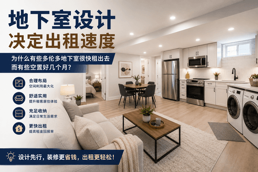 地下室设计决定出租速度：为什么有些多伦多地下室很快租出去，而有些空置好几个月？