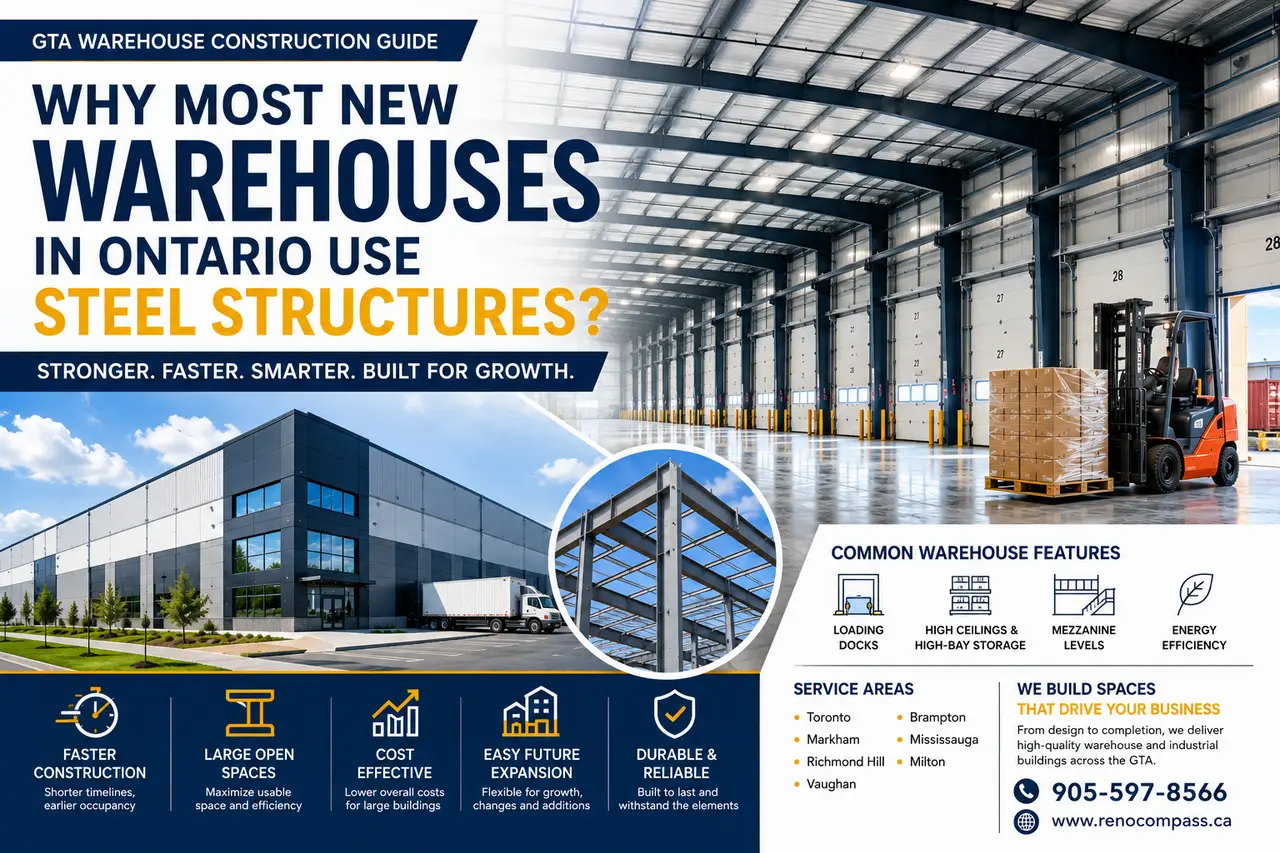 Why Most New Warehouses in Ontario Use Steel Structures | GTA Warehouse Construction Guide - Blog Cover