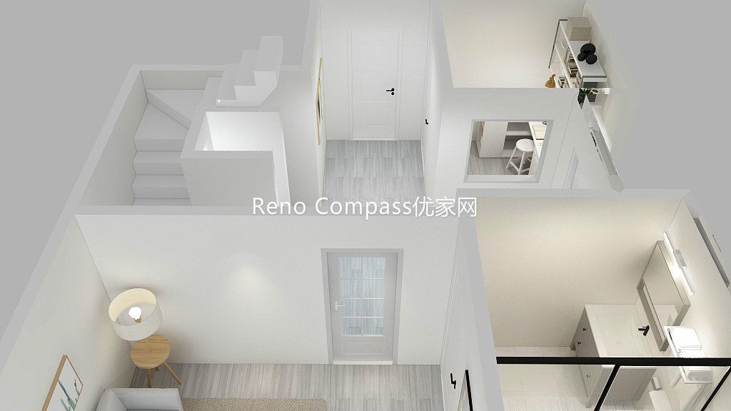 Basement renovation in Richmond Hill featuring a modern staircase design, bright hallway layout, and functional finished basement planning. Completed by a professional Toronto renovation company, this project highlights efficient space organization, clean white interior finishes, and a seamless connection between living, workspace, and basement access areas.