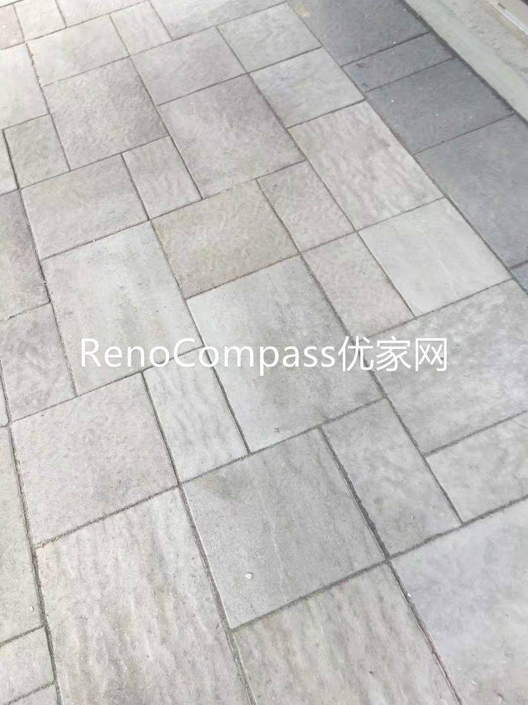 Close-up view of professionally installed interlocking stone patio in Richmond Hill, showcasing precision stone layout, clean joint alignment, and durable outdoor paving materials. This detailed landscaping finish enhances backyard aesthetics, drainage performance, and long-term outdoor durability.