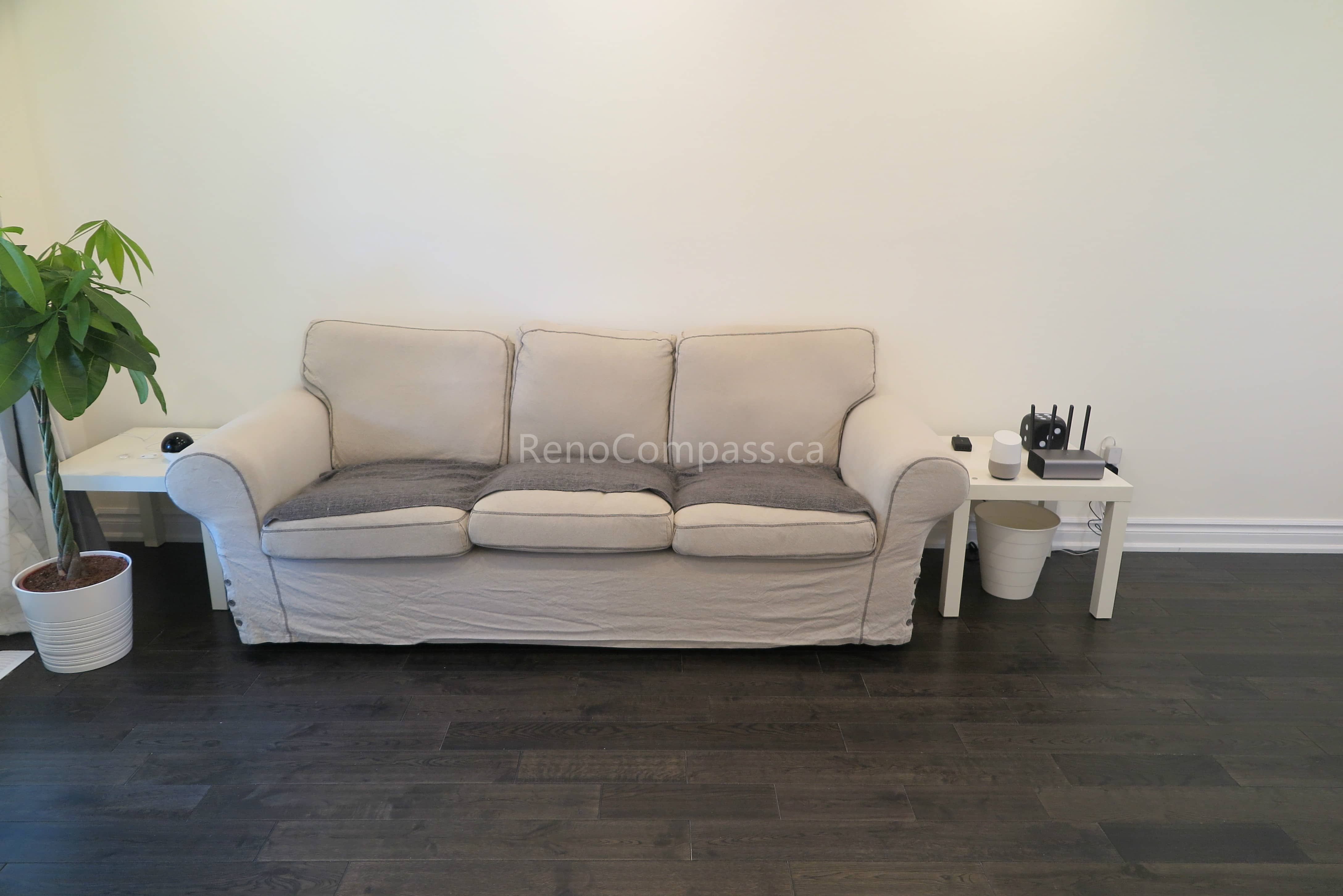 This image showcases a completed North York flooring renovation featuring modern dark hardwood flooring with a clean, seamless finish.