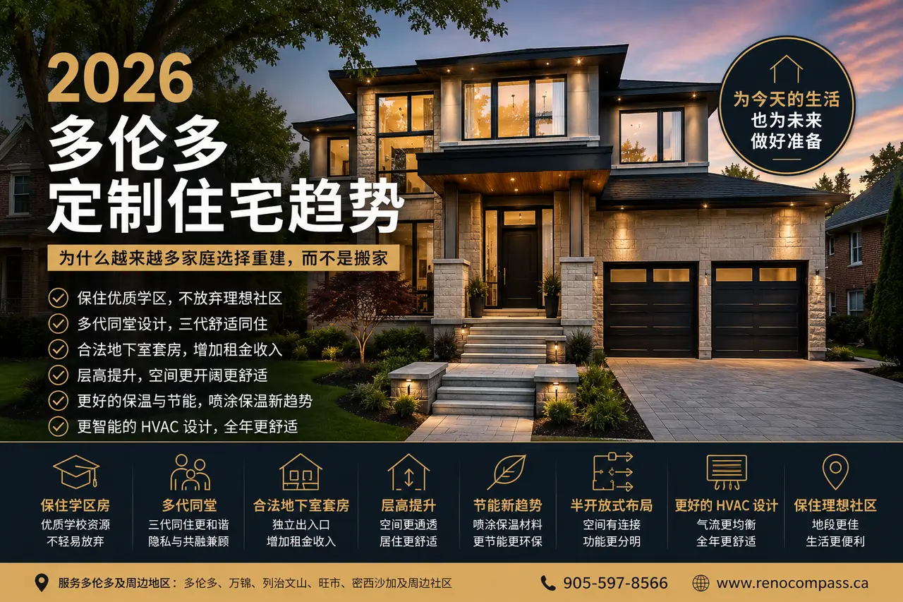 2026年多伦多定制住宅趋势：为什么越来越多家庭选择重建，而不是搬家？ - 装修攻略封面