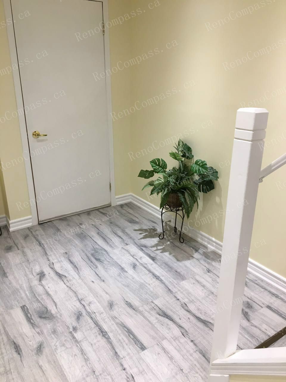 This Mississauga basement renovation highlights a clean and modern basement entrance with updated flooring, neutral wall finishes, and improved lighting. Completed by a professional Toronto renovation company, the refreshed space enhances durability and visual appeal while supporting a functional one-bedroom, one-bathroom basement layout ideal for comfortable living or rental use.
